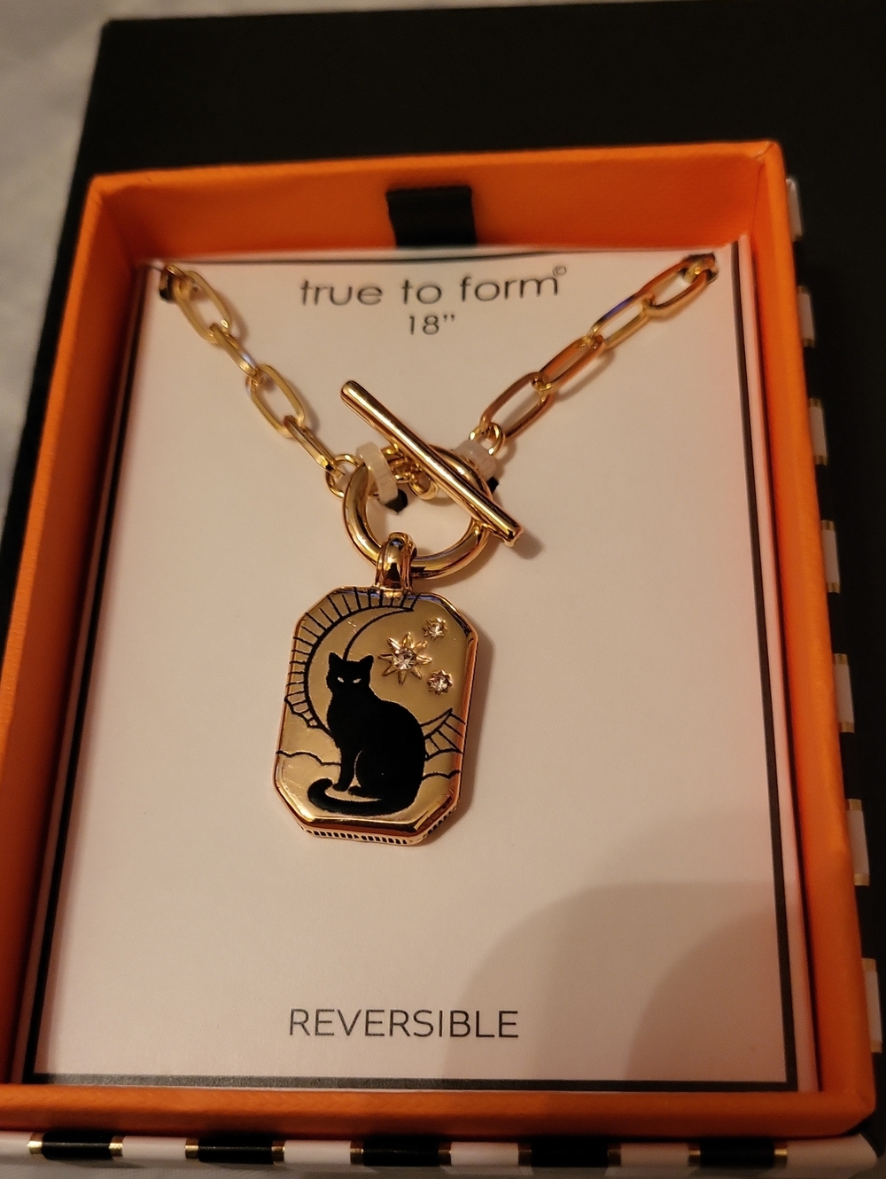 True To Form Cat Pendant Reversible Eye Necklace BNIB 18"  Ta M